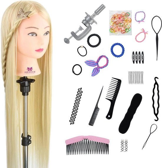 Capolavoro di capelli in plastica per parrucchieri e estetisti 100% capelli sintetici inclusi accessori per la cura capillare 76 cm # 613 con spedizione gratuita
