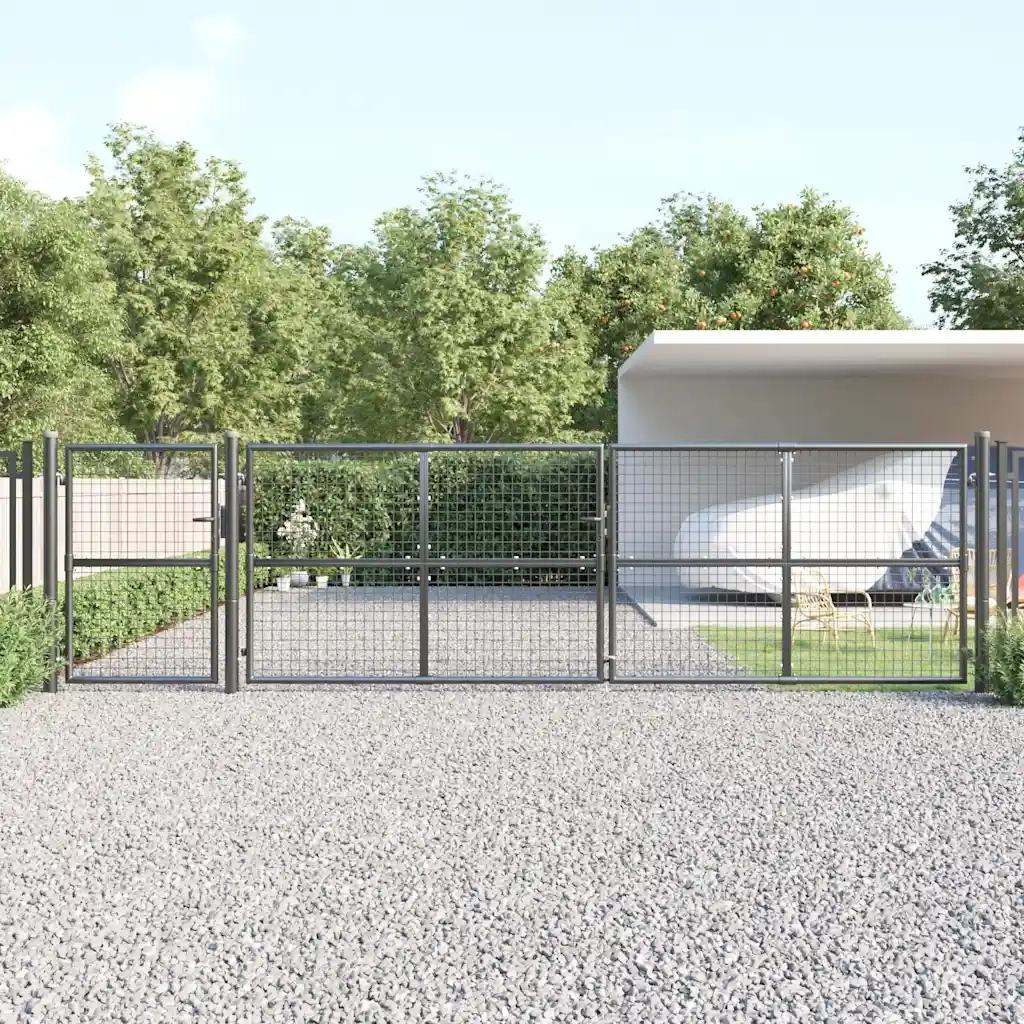 Cancello da Giardino in Rete Antracite 500x125 cm in Acciaio Zincato 154549