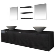 Set Mobili da Bagno | Armadio da bagno con Lavabo 8 pz Nero