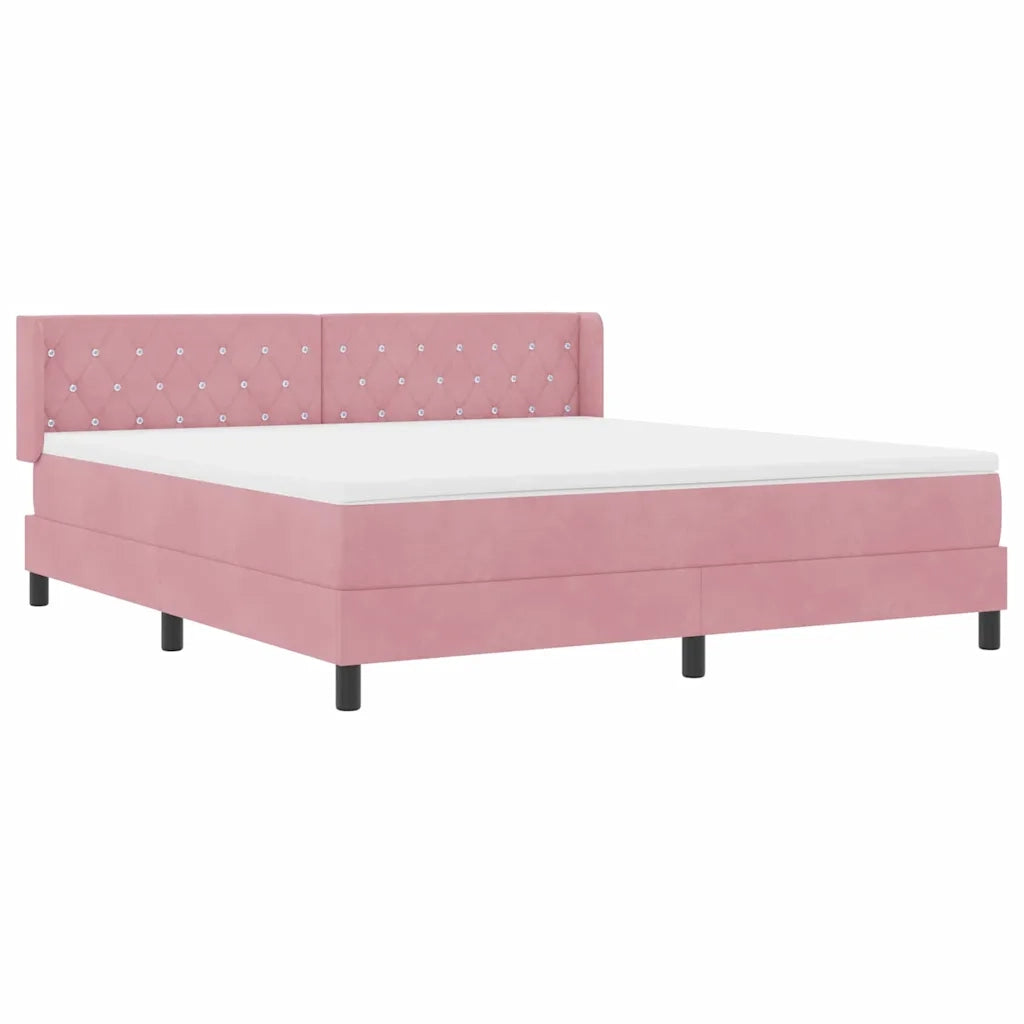 Letto a molle con materasso Rosa 200 x 180 cm Poliestere