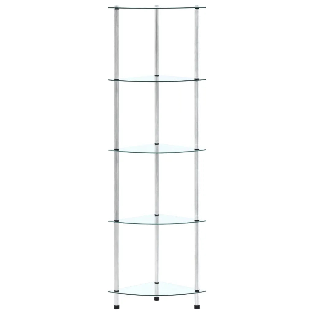 Scaffale a 5 Livelli Trasparente 30x30x130cm in Vetro Temperato