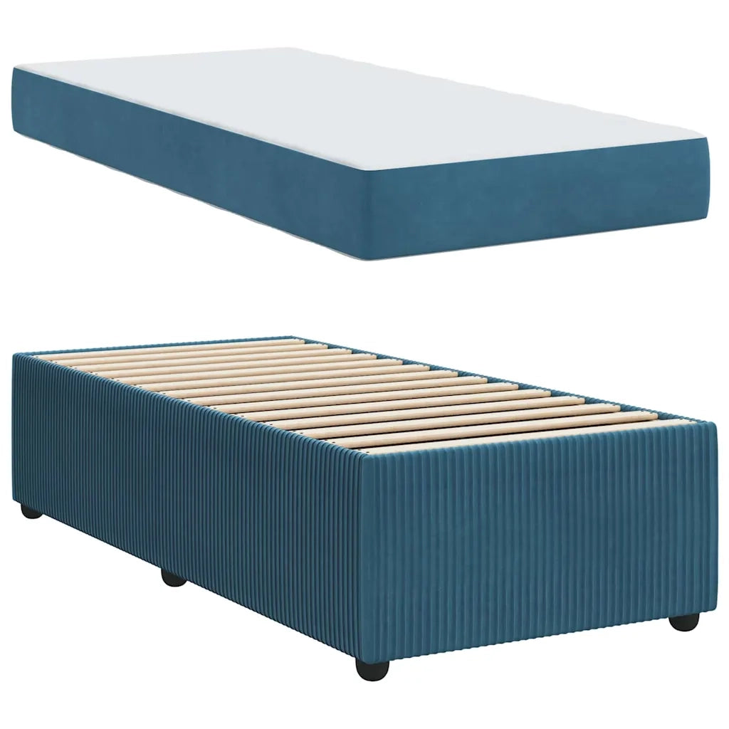 Struttura del letto con materasso Blu 100 x 200 cm Tessuto