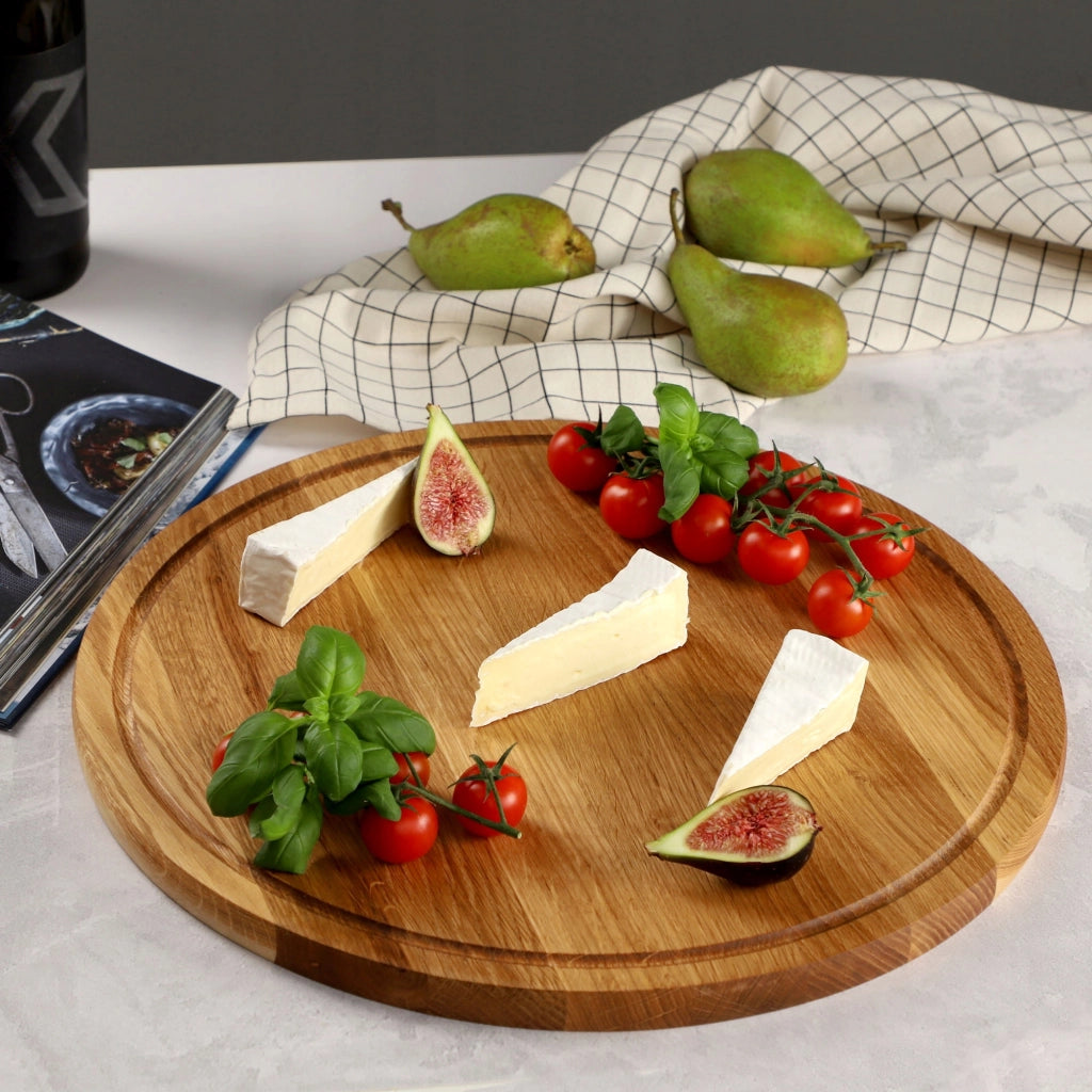 Vassoio da portata KADAX per snack, formaggi, pizze, piatto in legno, rotondo, 40 cm