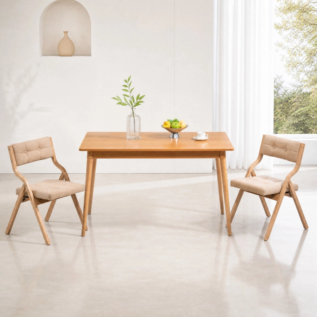 SEDIA Pieghevole imbottita in legno cachi Set da 2 pezzi