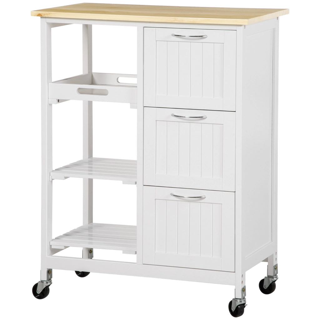Carrello da cucina con 3 cassetti ¨C Xylo ¨C bianco stile country
