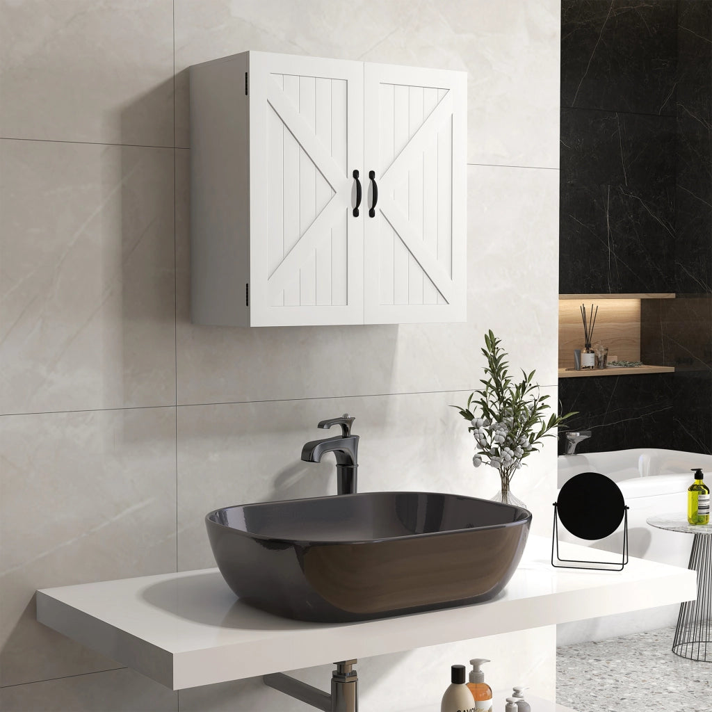 Mobiletto Pensile Bagno in Legno con Ripiano Regolabile ¨C zephmum ¨C Bianco 60x30x60