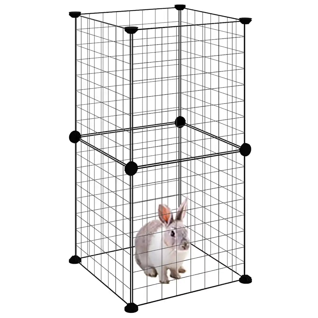 Gabbia per Animali Domestici 8 Pannelli Nero 35x35 cm Acciaio cod mxl 53077