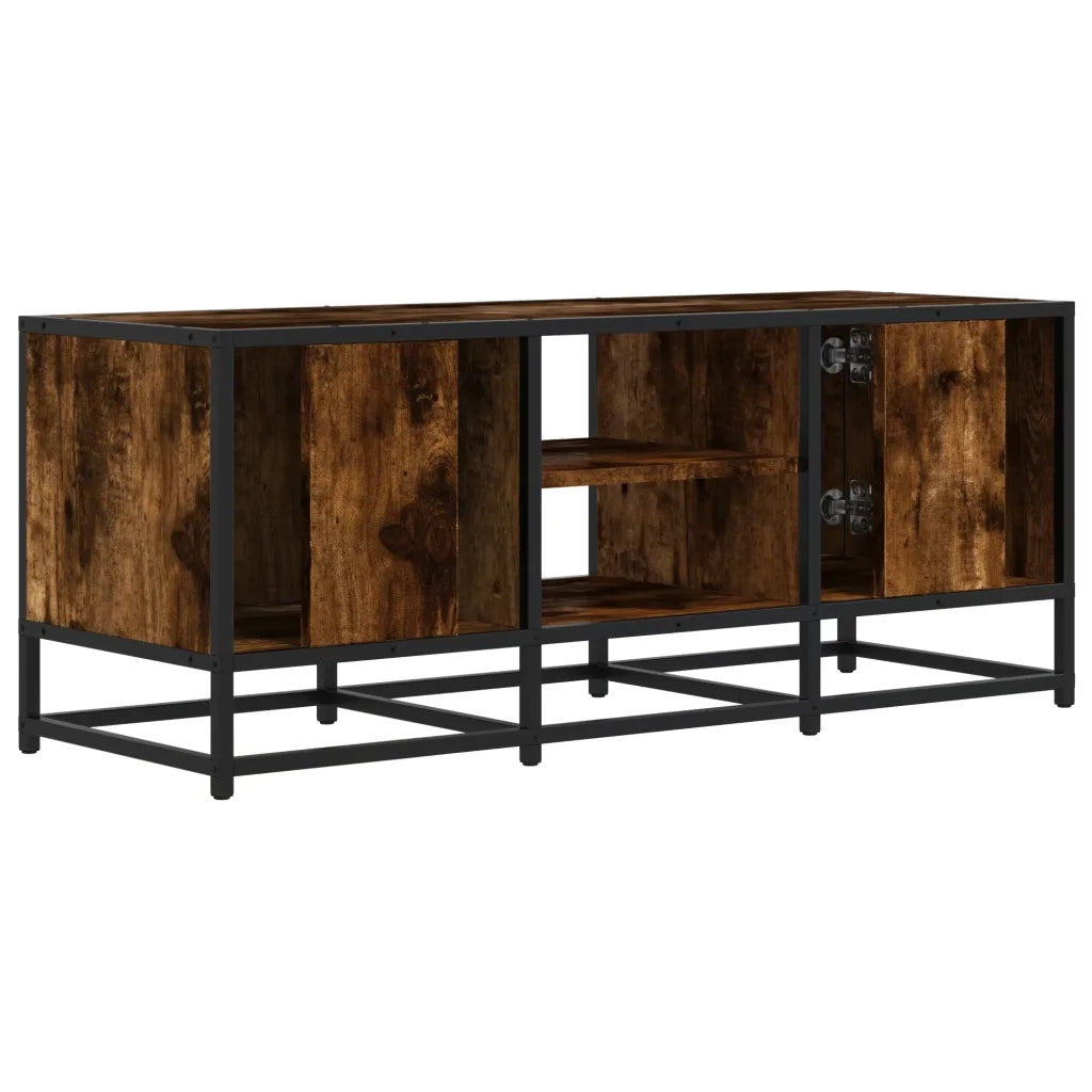 Mobile TV Rovere Fumo 100x35x41 cm Legno Multistrato e Metallo