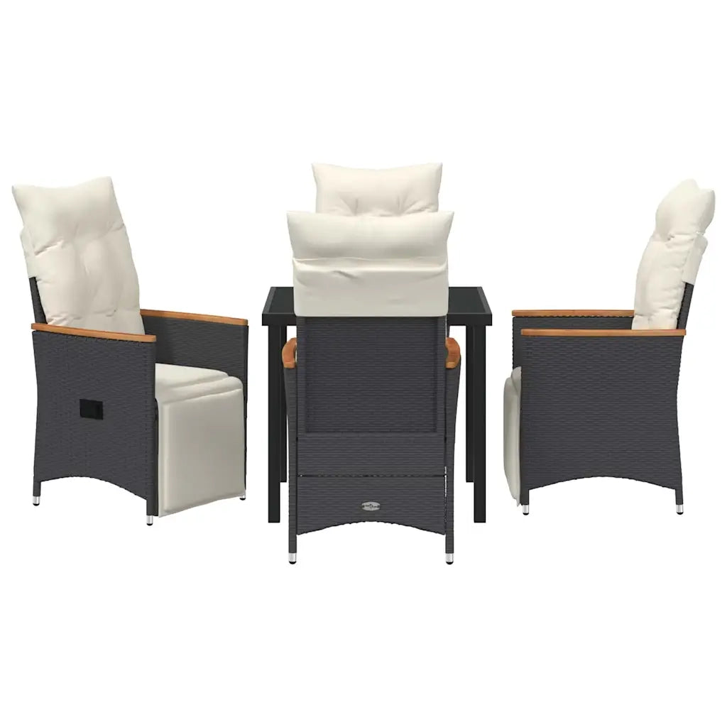 Set da Pranzo per Giardino con cuscino 5 pcs Nero polyrattan 3379612