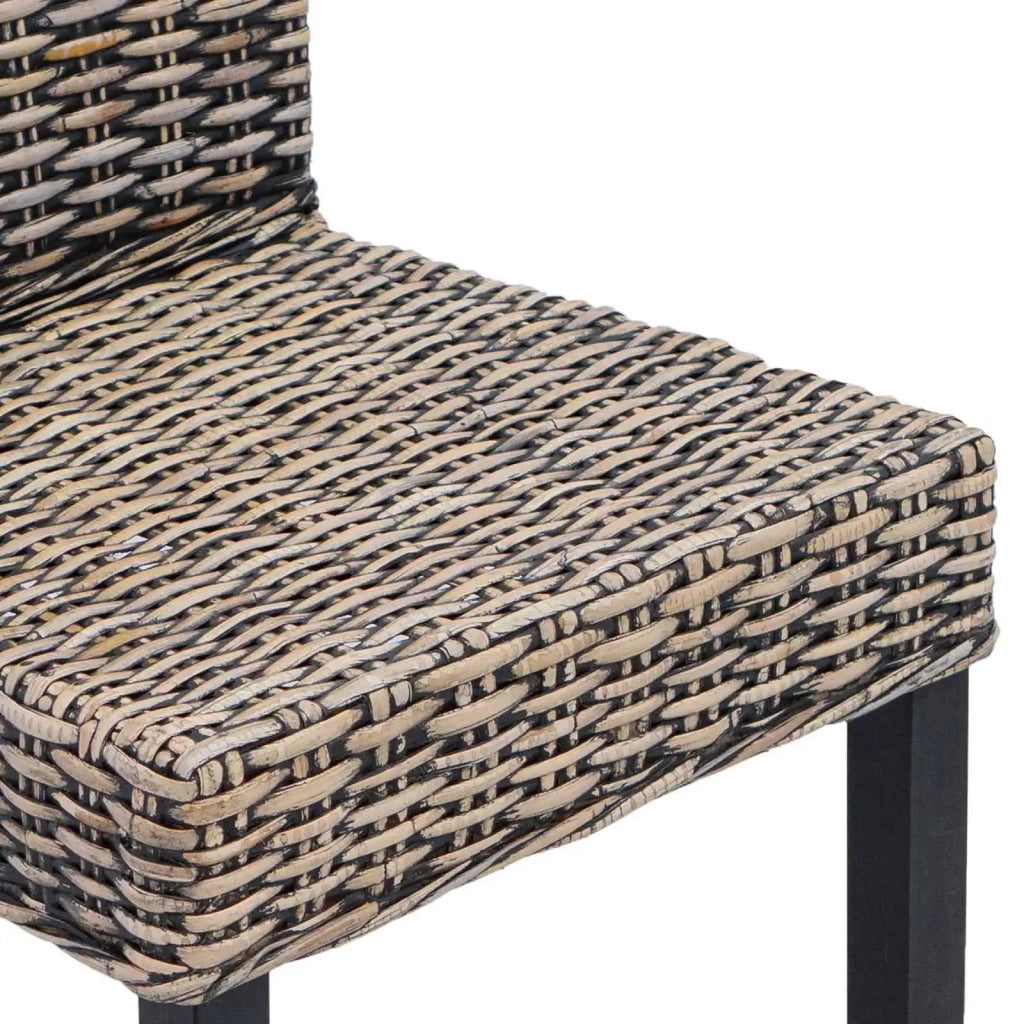 Sedia da pranzo 2 pcs Rattan Kubu e Legno Massello di Mogano