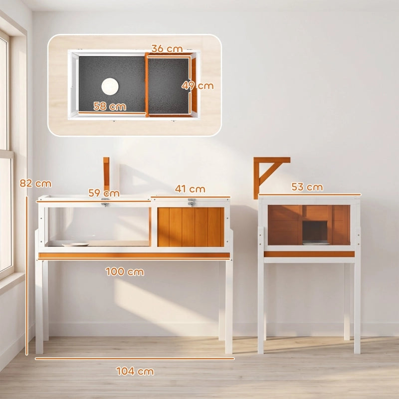 TARTARUGHIERA in legno 104 cm bianco e arancione chiaro