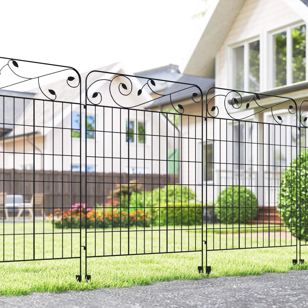 Recinzione da giardino in metallo ¨C zephmum ¨C nero 352x110cm