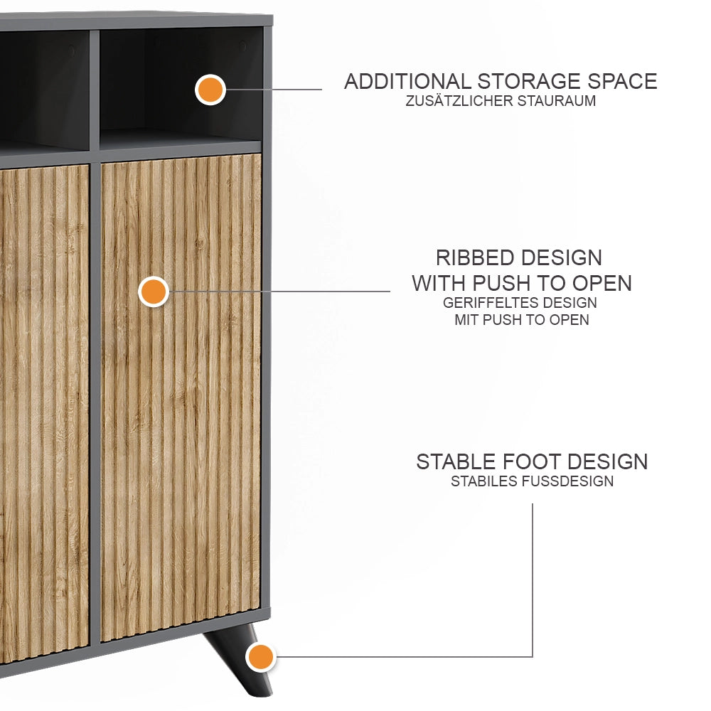 Vicco Mobiletto midi Antracite/quercia di montagna 60 x 97 cm con 2 porte