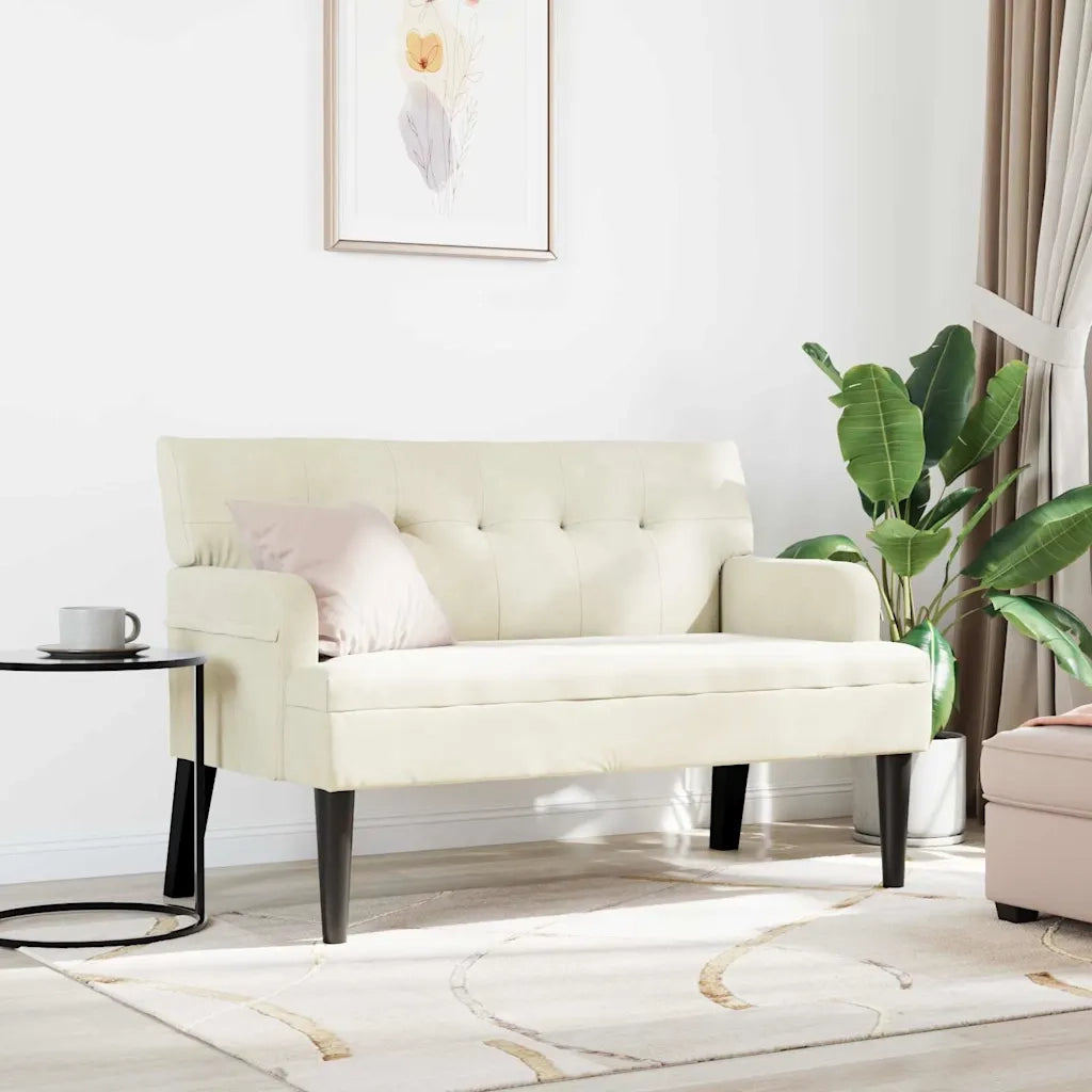 Panca Chesterfield Crema 112 x 65,5 x 75 cm Velluto