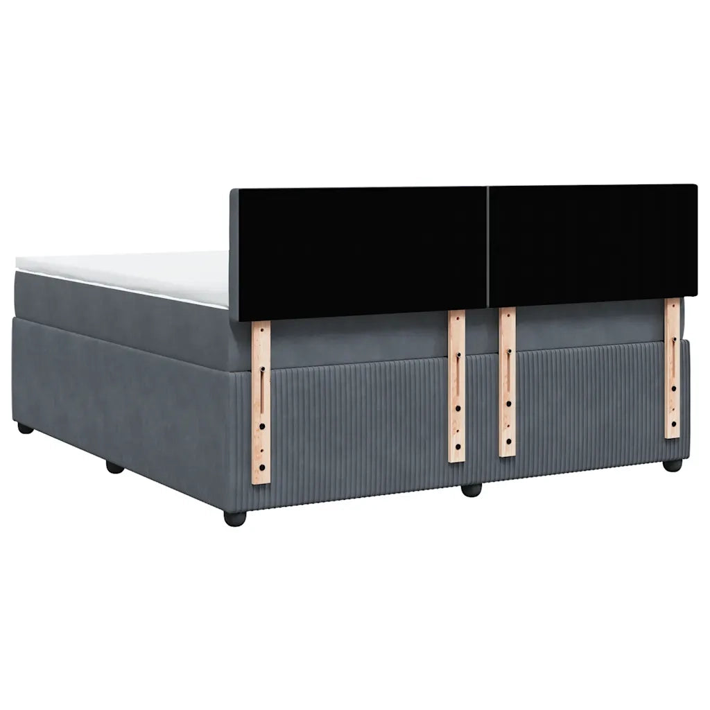 Giroletto a Molle con Materasso Grigio Scuro 180x200 cm Velluto