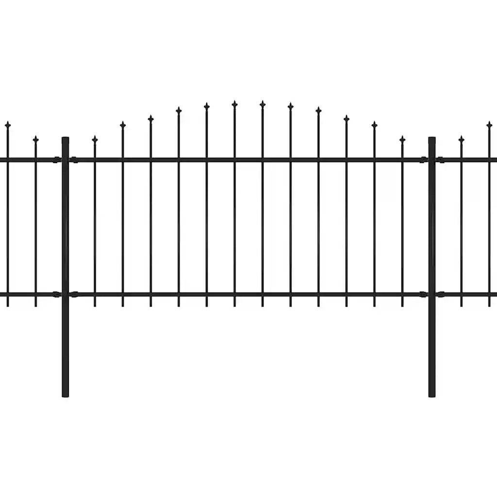 Recinzione da Giardino con Punta a Lancia in Acciaio 1426x150 cm Nero 277737