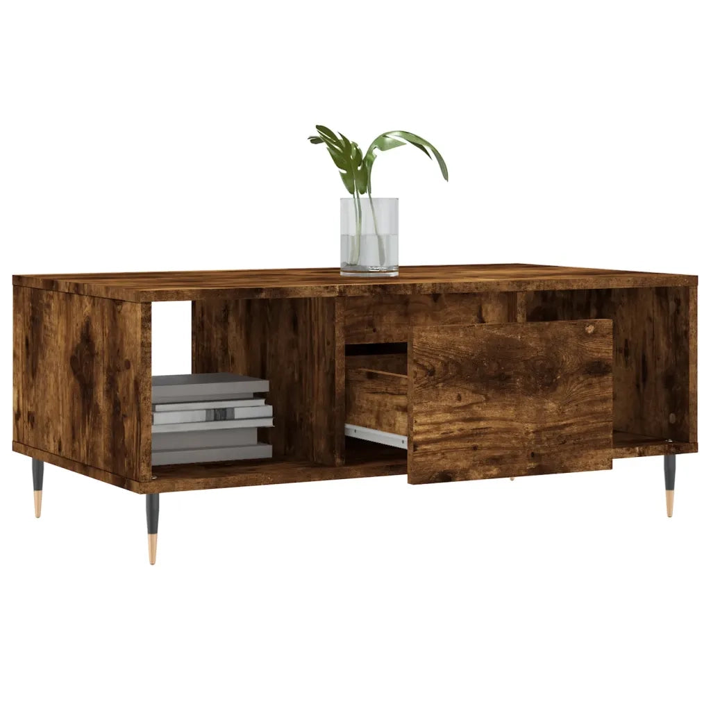 Tavolino da Salotto Rovere Fumo 90x50x36,5 cm Legno Multistrato 830585