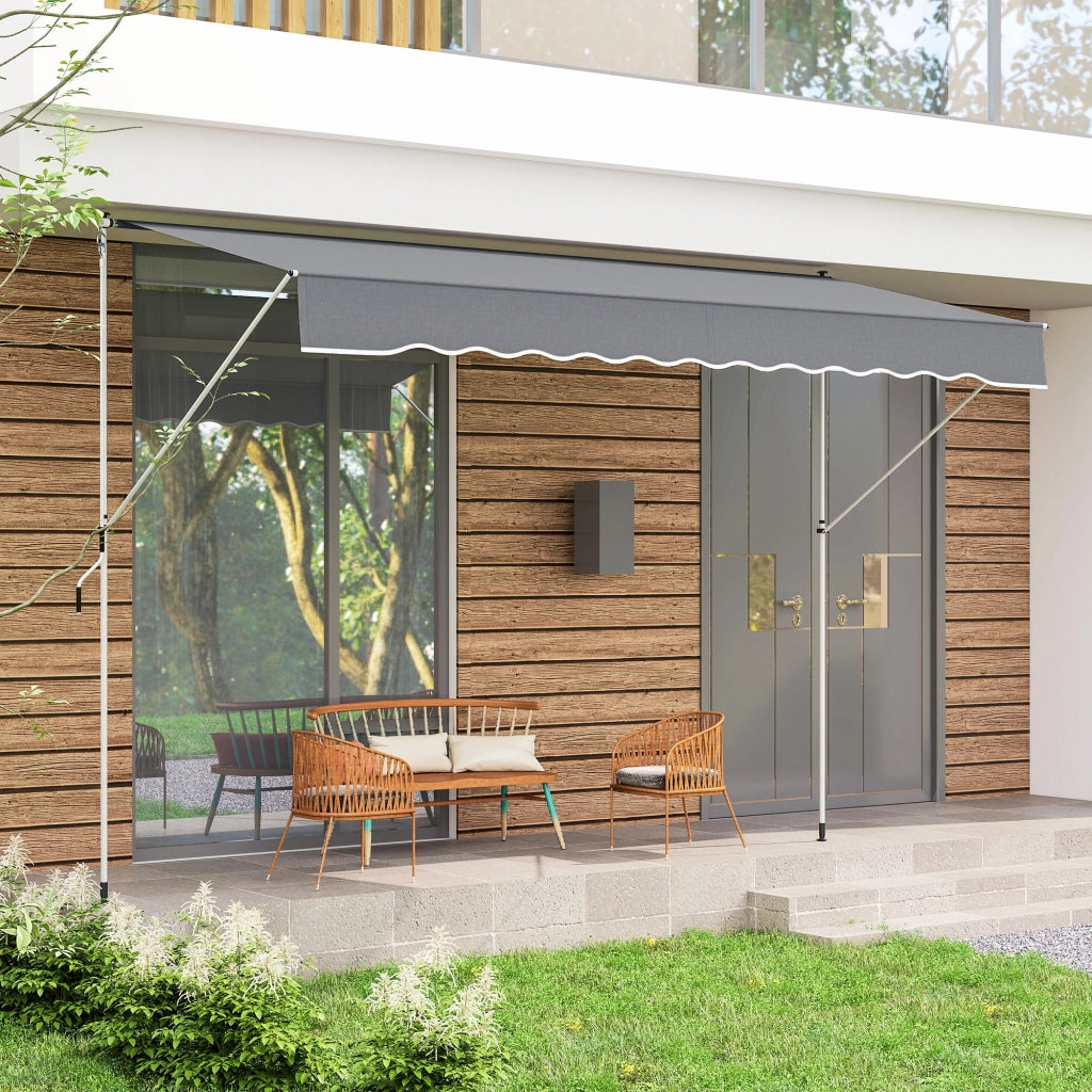 Toldo Retrattile Manuale 4x1.2 m ¨C zephmum ¨C Grigio Scuro 170-280 cm