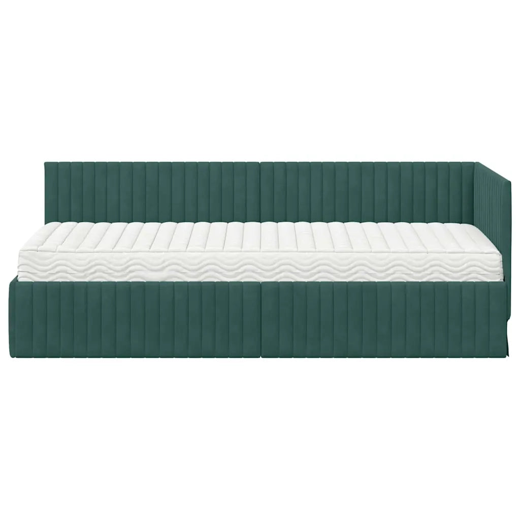 Struttura Letto Angolare con Materasso 2 pcs Verde Velluto 3393800