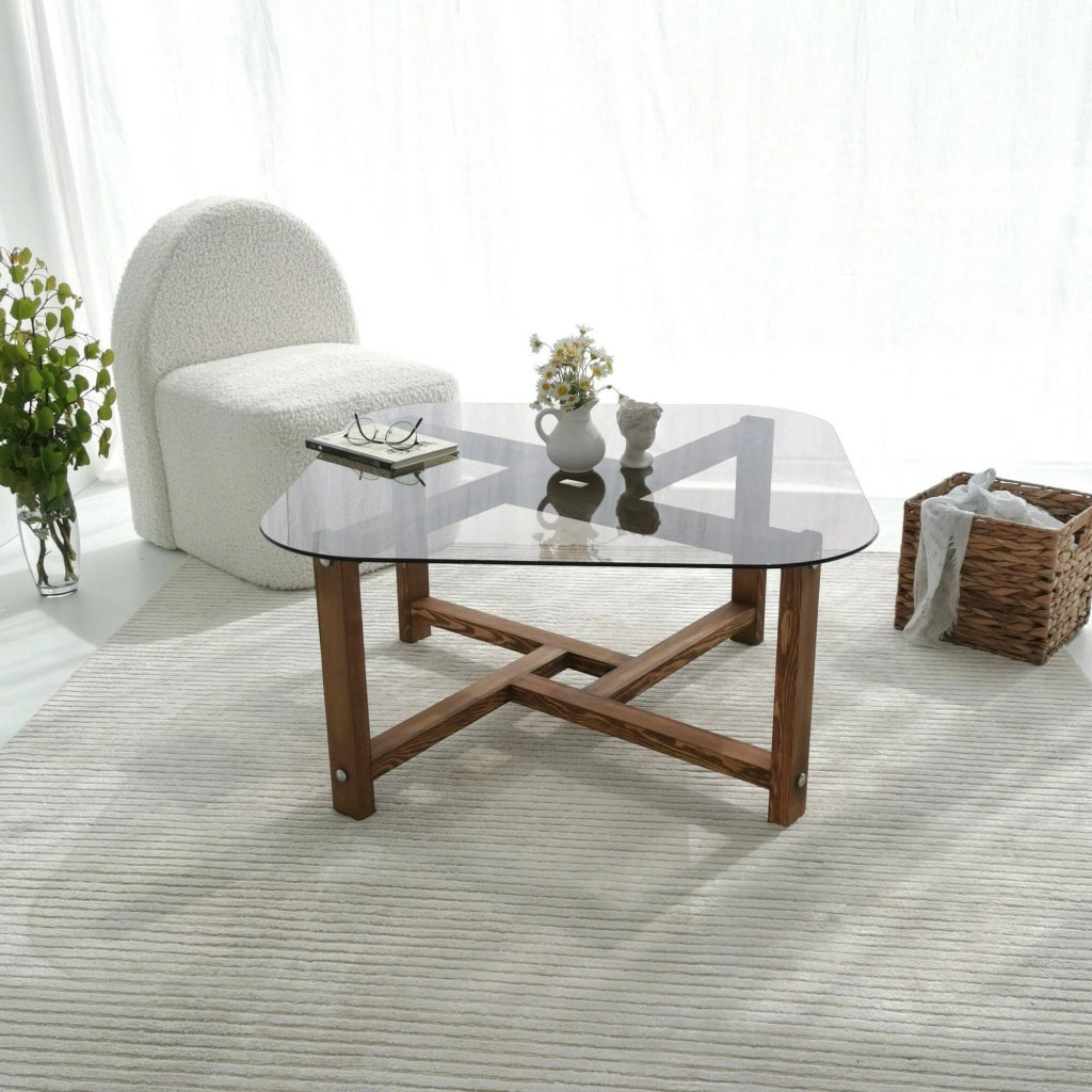 Aurano, Tavolino da Salotto Portariviste, 80x80x40h cm Marrone Quercia
