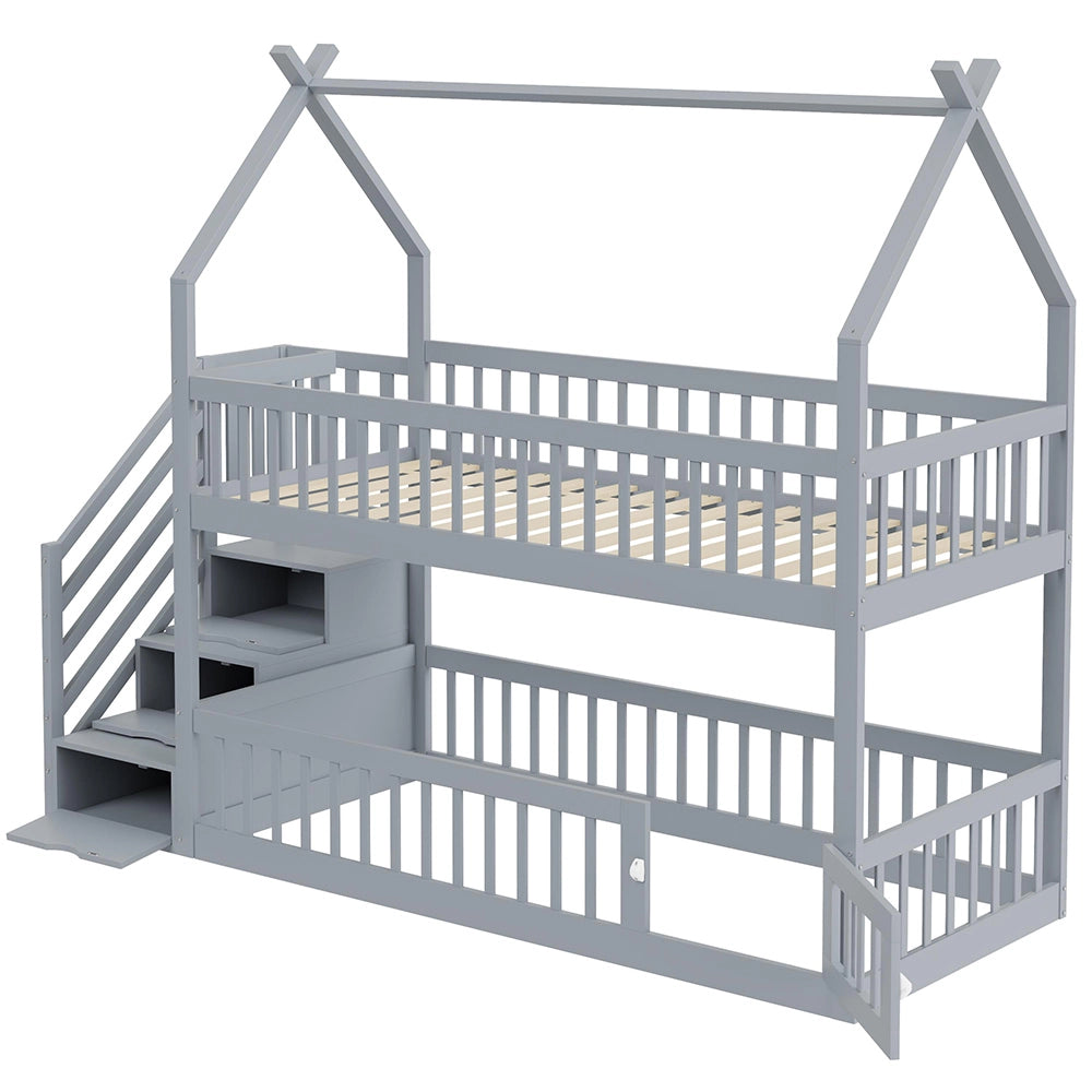 Letto a castello - Xylo - 90x200 cm legno con cassetti