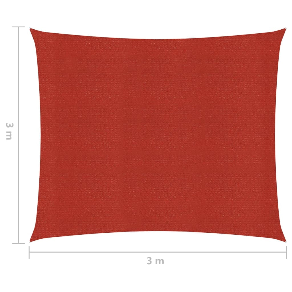 Vela ombreggiante 160 g/m² rossa 3 x 3 m HDPE 02_0009266