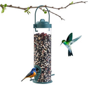 Piastra alimentare in plastica, 21,5 cm, 2 punti di aggancio, Piastra alimentare per uccelli da appendere, Piastra alimentare per uccelli selvatici, Piastra alimentare trasparente per giardino e terrazza