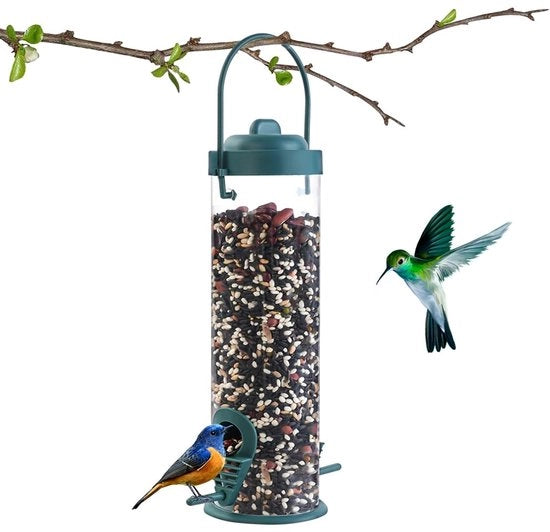 Piastra alimentare in plastica, 21,5 cm, 2 punti di aggancio, Piastra alimentare per uccelli da appendere, Piastra alimentare per uccelli selvatici, Piastra alimentare trasparente per giardino e terrazza