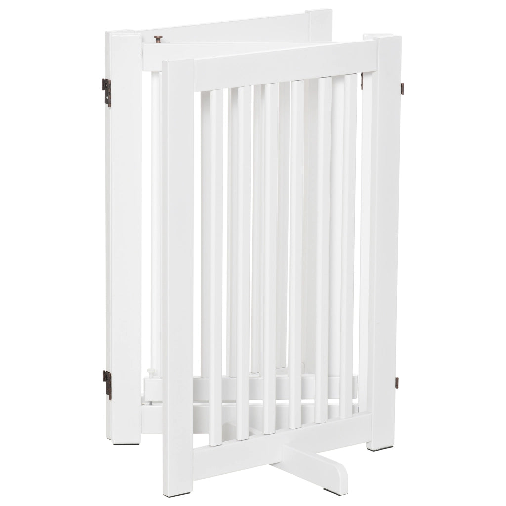 Barriera estensibile a forbice con tre pannelli e porta centrale, in MDF, bianco, 155 × 1,5 × 76 cm