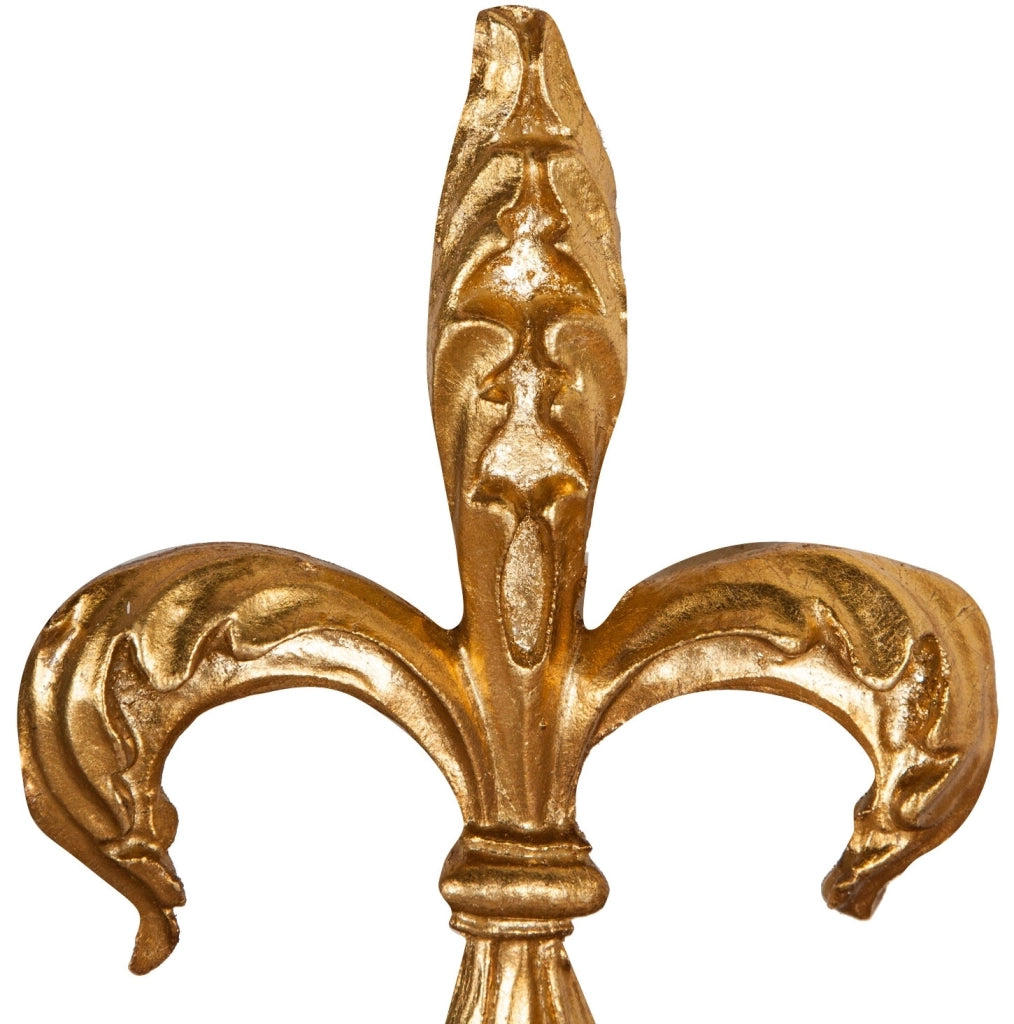 Biscottini Giglio fiorentino in legno finitura foglia oro anticato L14xPR2,5xH19 cm Made in Italy
