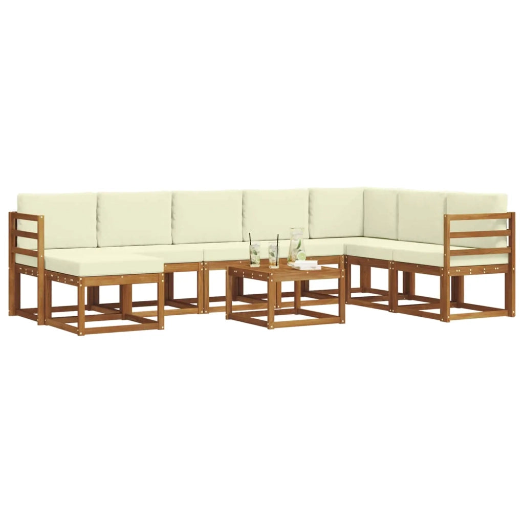 Set di divani da esterno con cuscino 9 pcs Naturale e Crema