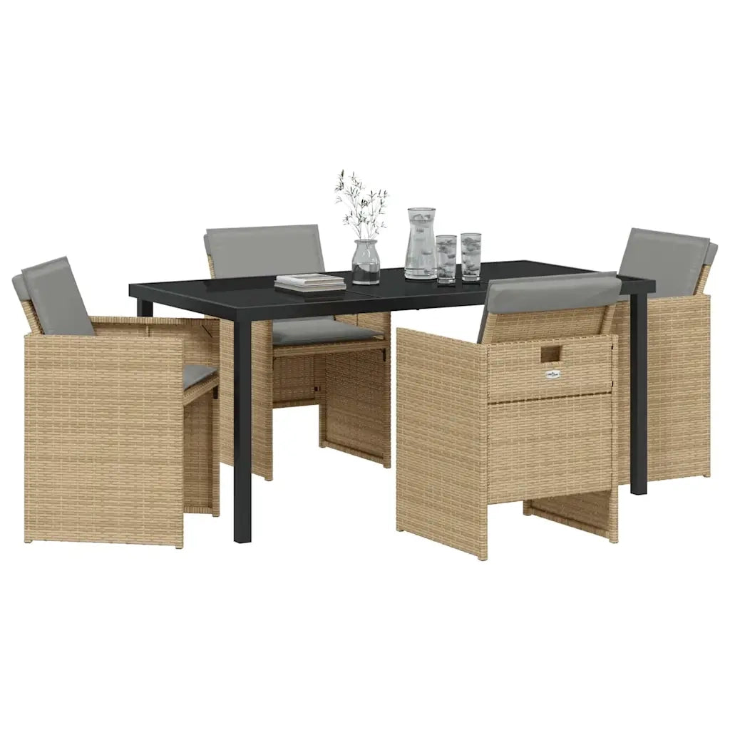 Set da Pranzo per Giardino 5 pcs Beige polyrattan