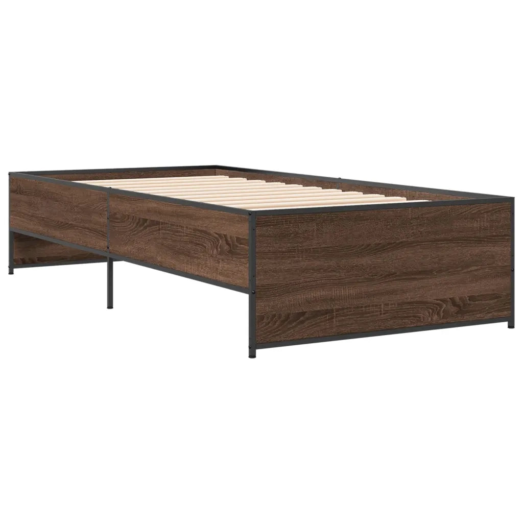 Giroletto-Struttura Letto Rovere Marrone 90x200 cm Legno Multistrato e Metallo 371582