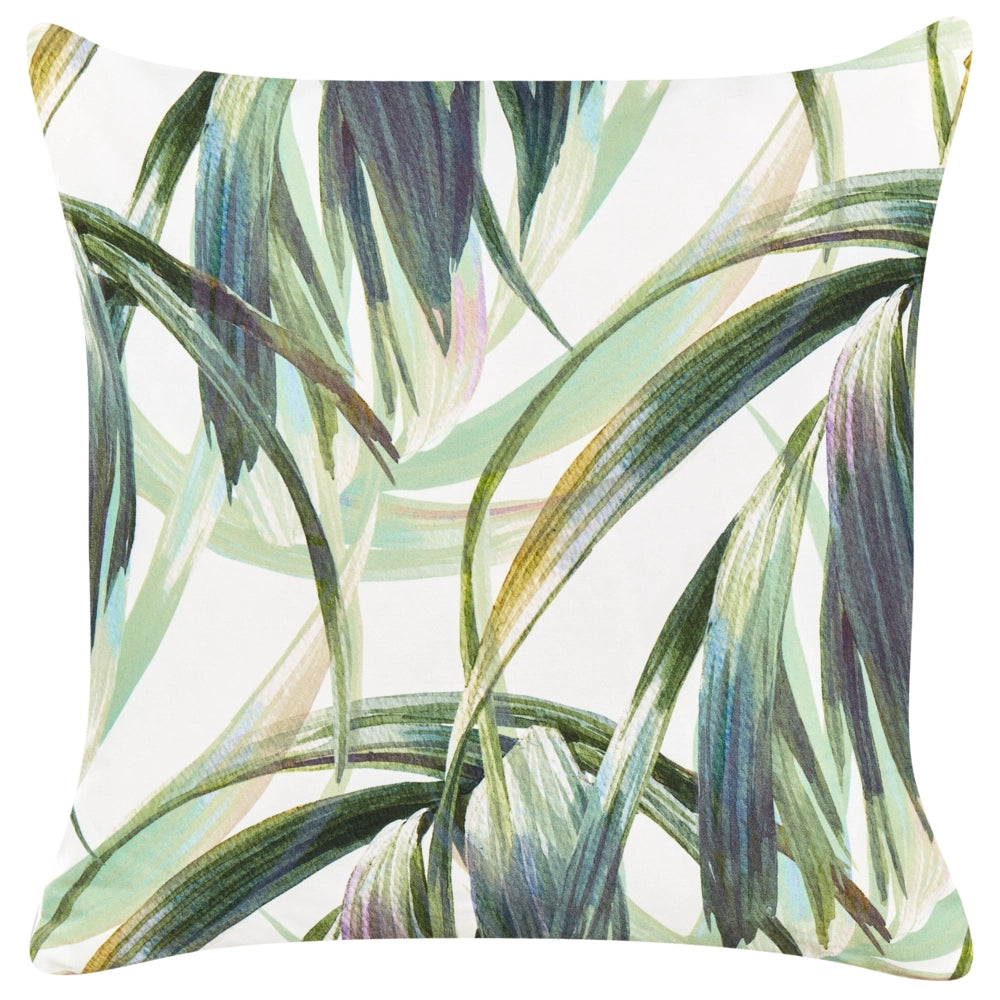 Set di 2 cuscini da giardino in tessuto di poliestere grigio con motivo a foglie 45 x 45 cm resistente all'acqua esterno