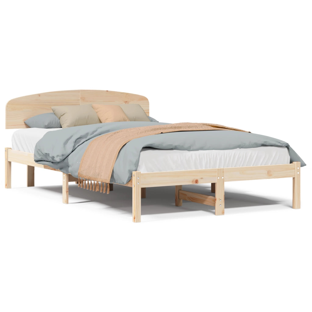 Struttura Letto con Testiera 140x190 cm Legno Massello di Pino