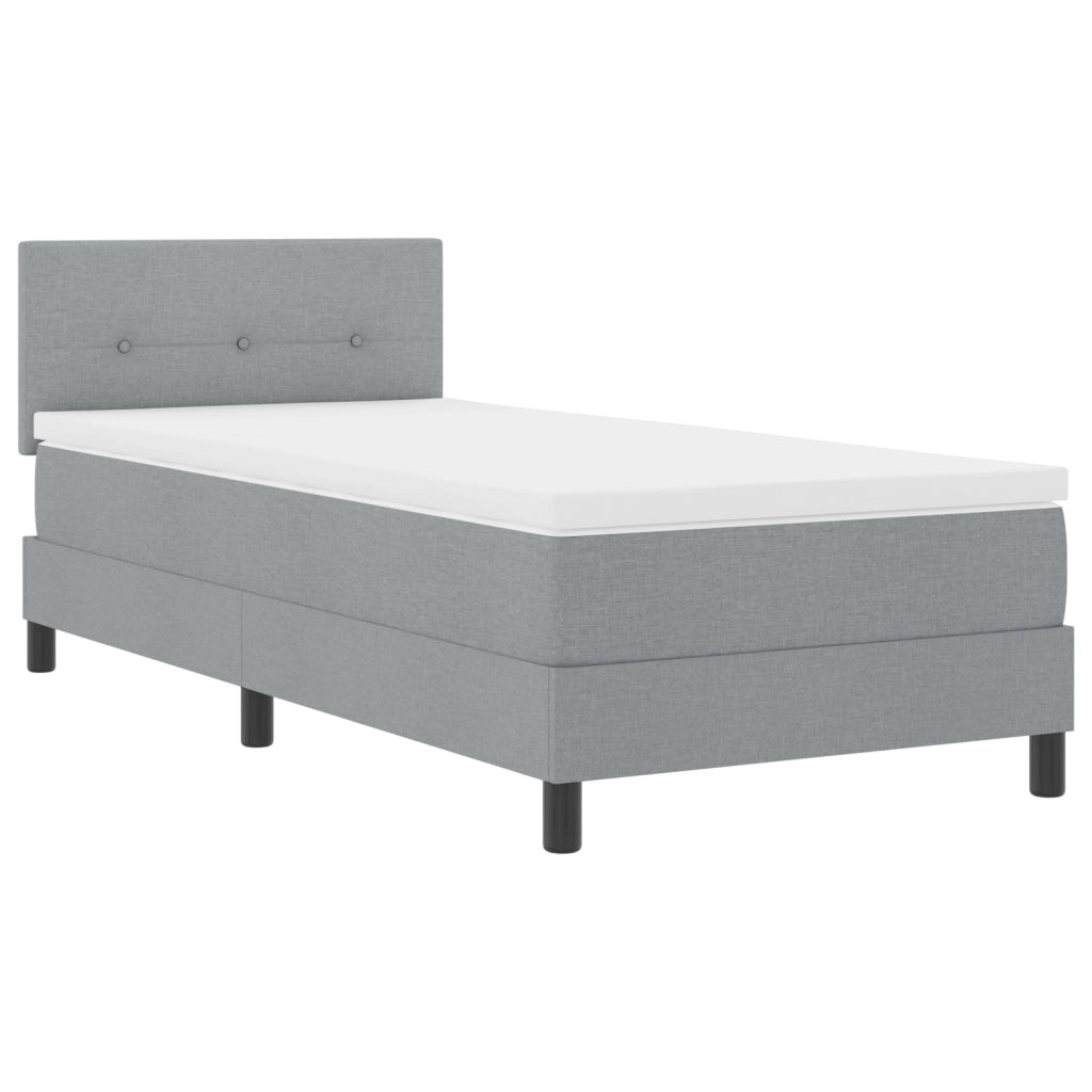 Letto a Rete con Materasso e Luce LED Grigio Chiaro 100x200 cm Tessuto