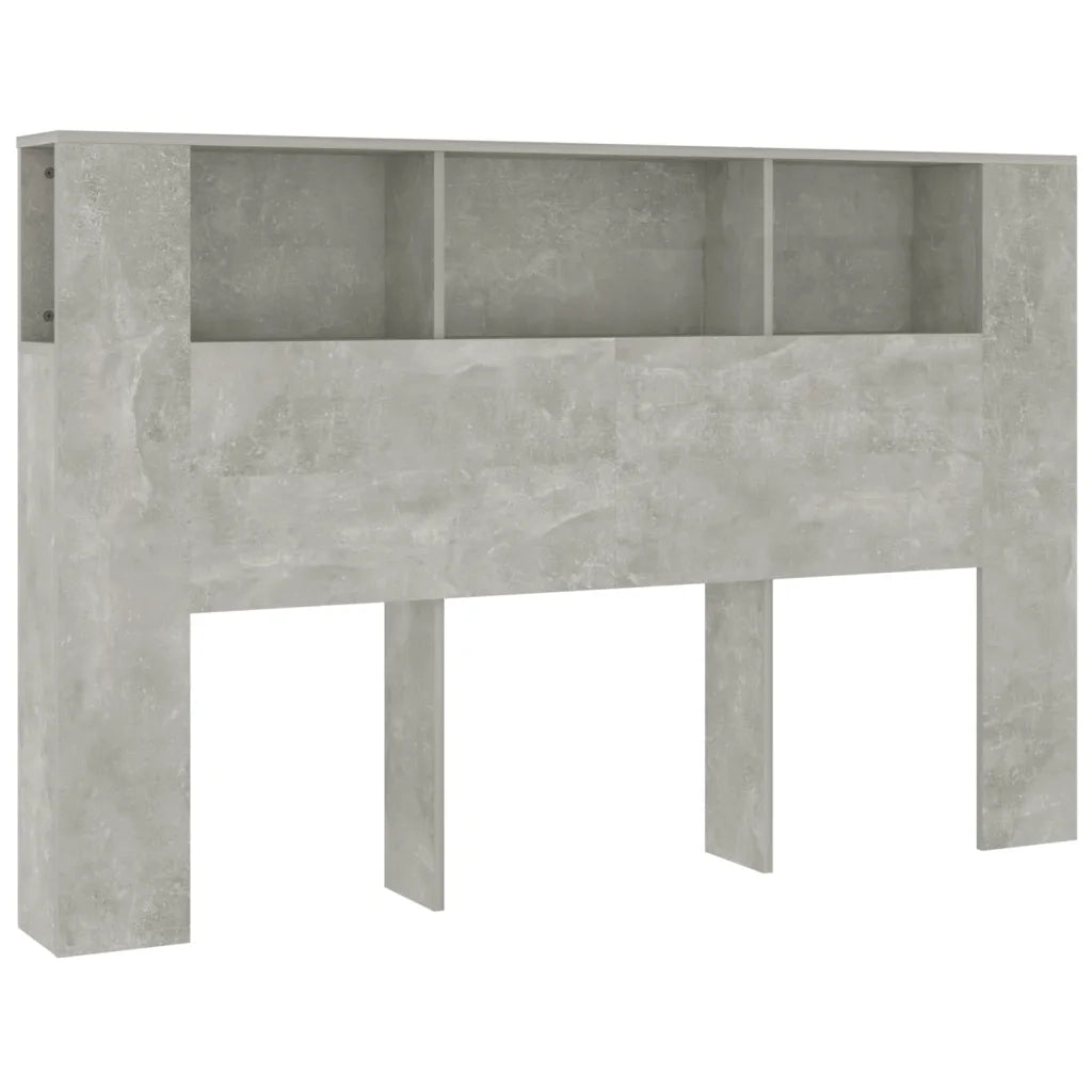 Testiera con Scomparti-Testata con Ripiani Grigio Cemento 160x18,5x104,5 cm
