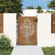 Cancello da giardino 85x150 cm in acciaio Corten con design ad albero 153211