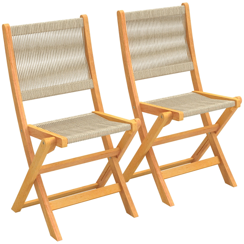 Sedia da giardino pieghevole in legno di acacia ¨C zephmum ¨C corda intrecciata naturale e beige