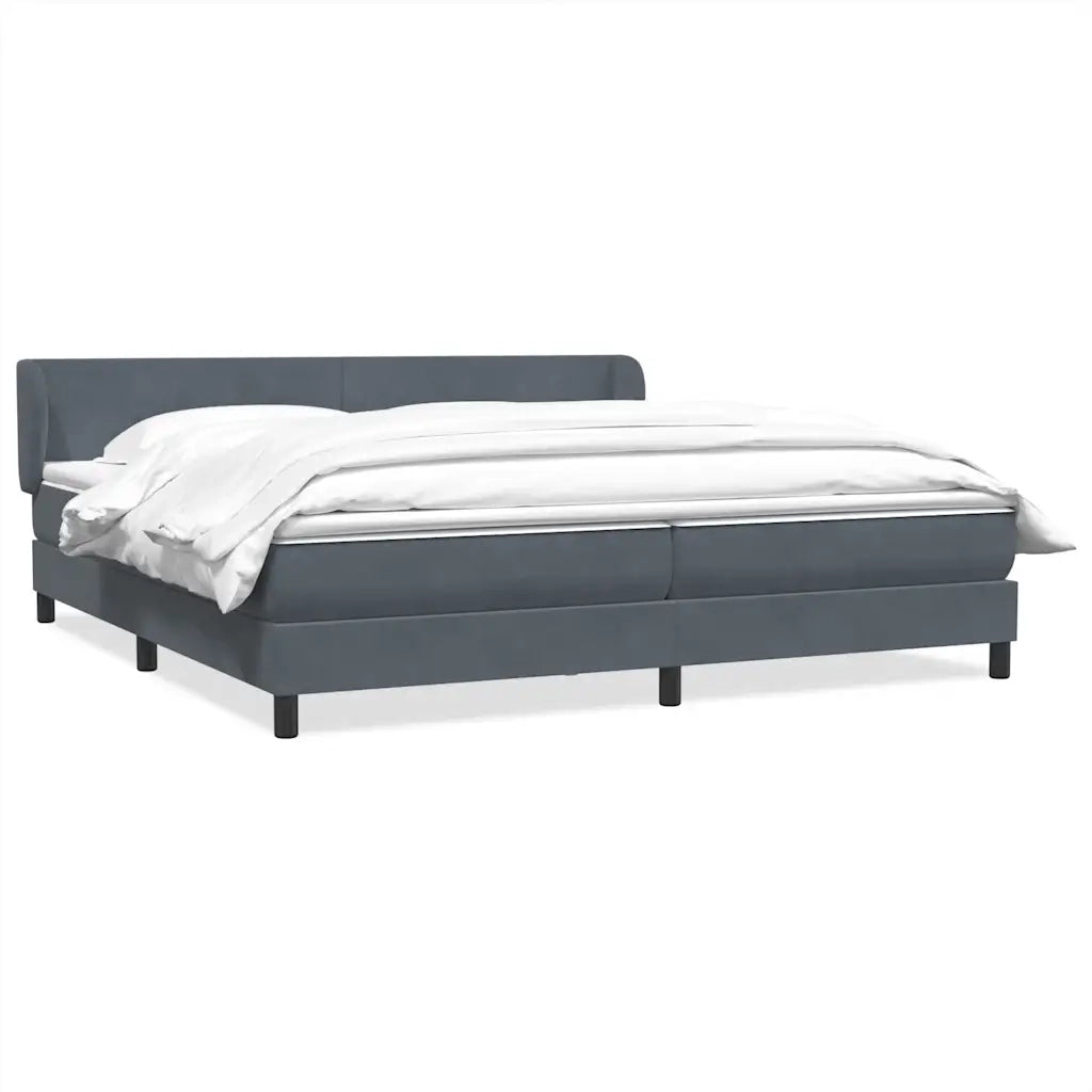 Giroletto a Molle con Materassi Grigio Scuro 180x220 cm Velluto