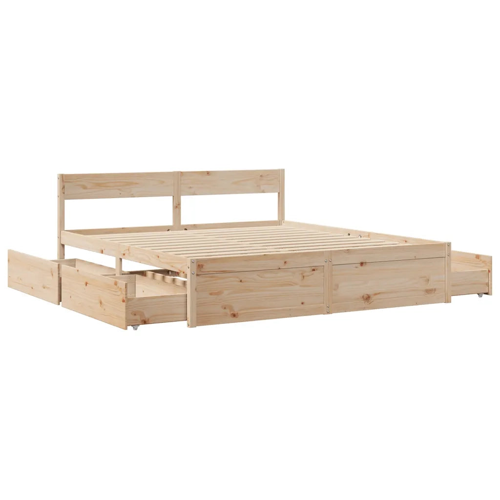 Letto senza Materasso 200x200 cm in Legno Massello di Pino