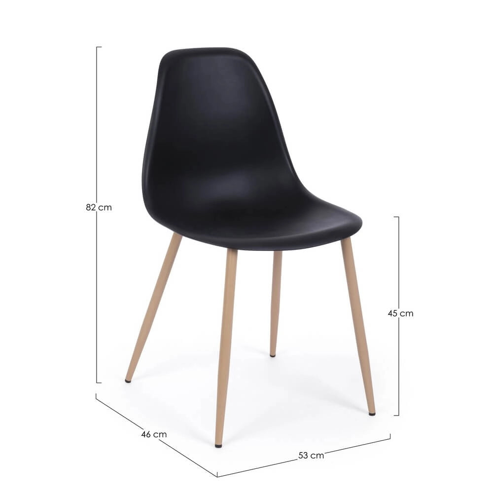 Set di 4 Sedie con Seduta in Polipropilene e Gambe in Acciaio Effetto Legno - MARISSA