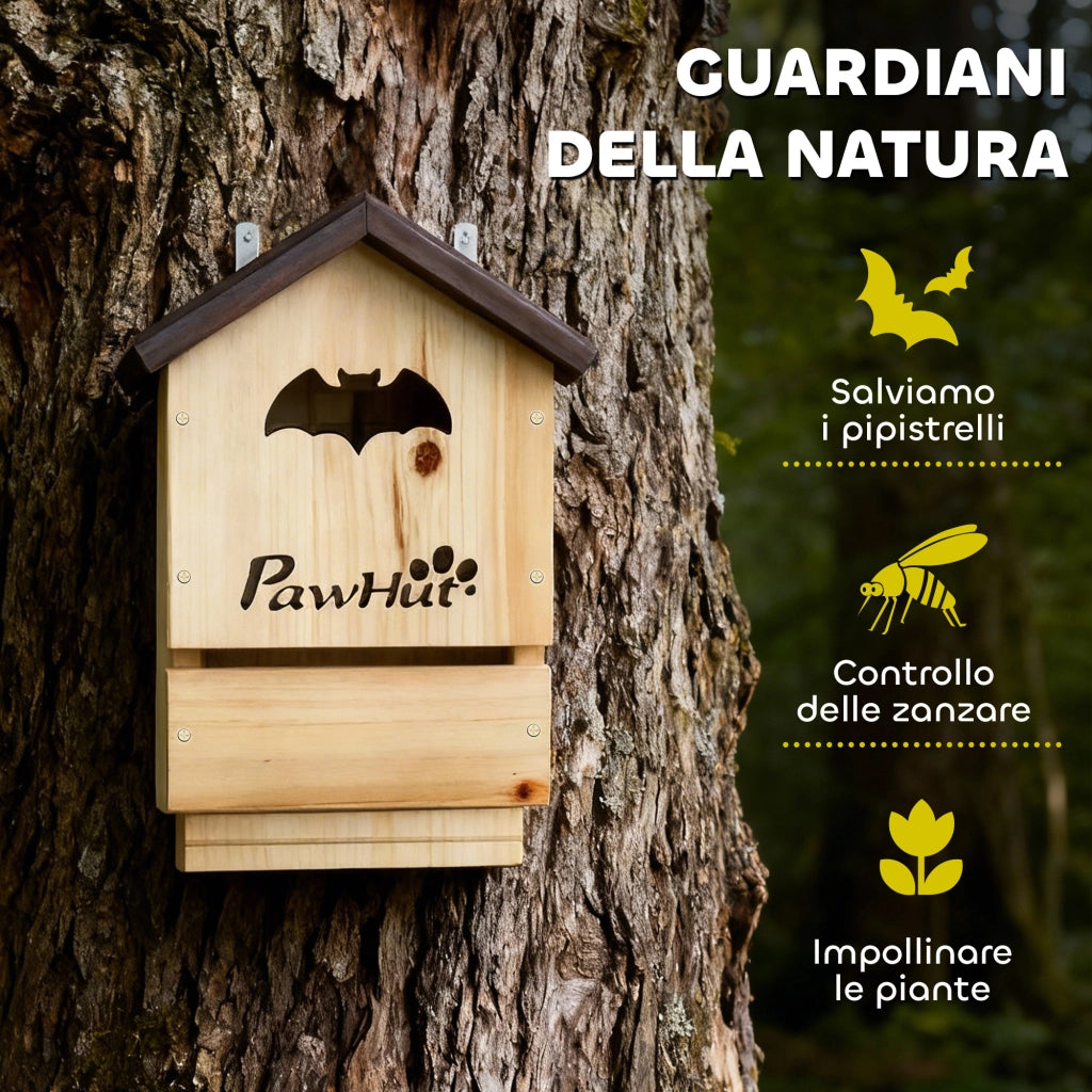Set di 3 Casette per Pipistrelli 21,5x11,5x34 cm in Legno di Abete Naturale