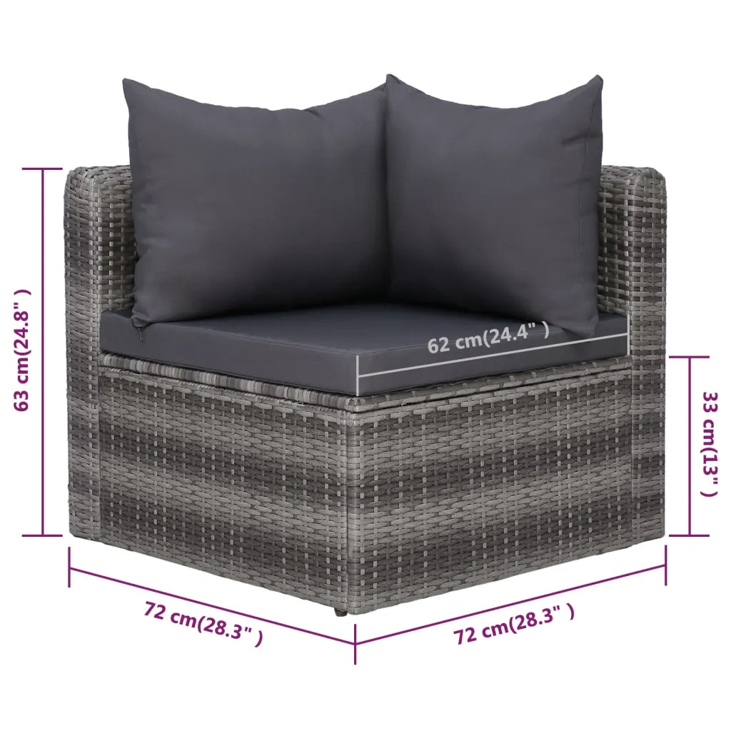 Set Divani da Giardino 9 pz con Cuscini in Polyrattan Grigio 3059488
