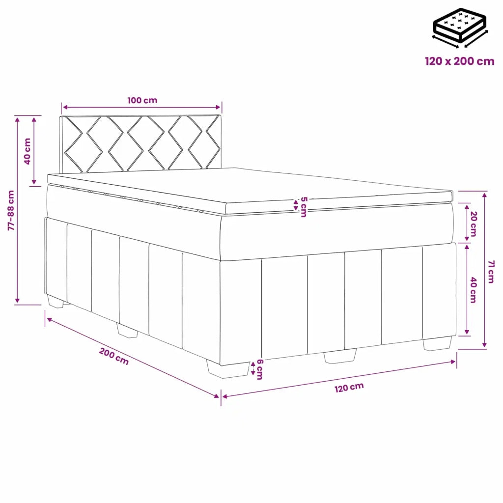 Letto box spring con materasso Crema 120 x 200 cm Tessuto 3451197