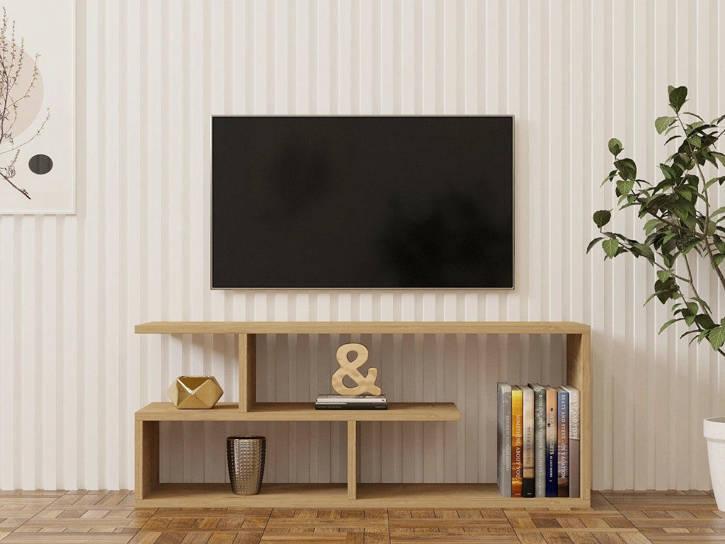 Foglizzo, Mobile Porta tv 2 Ripiani, 100x30x40h cm Marrone Rovere