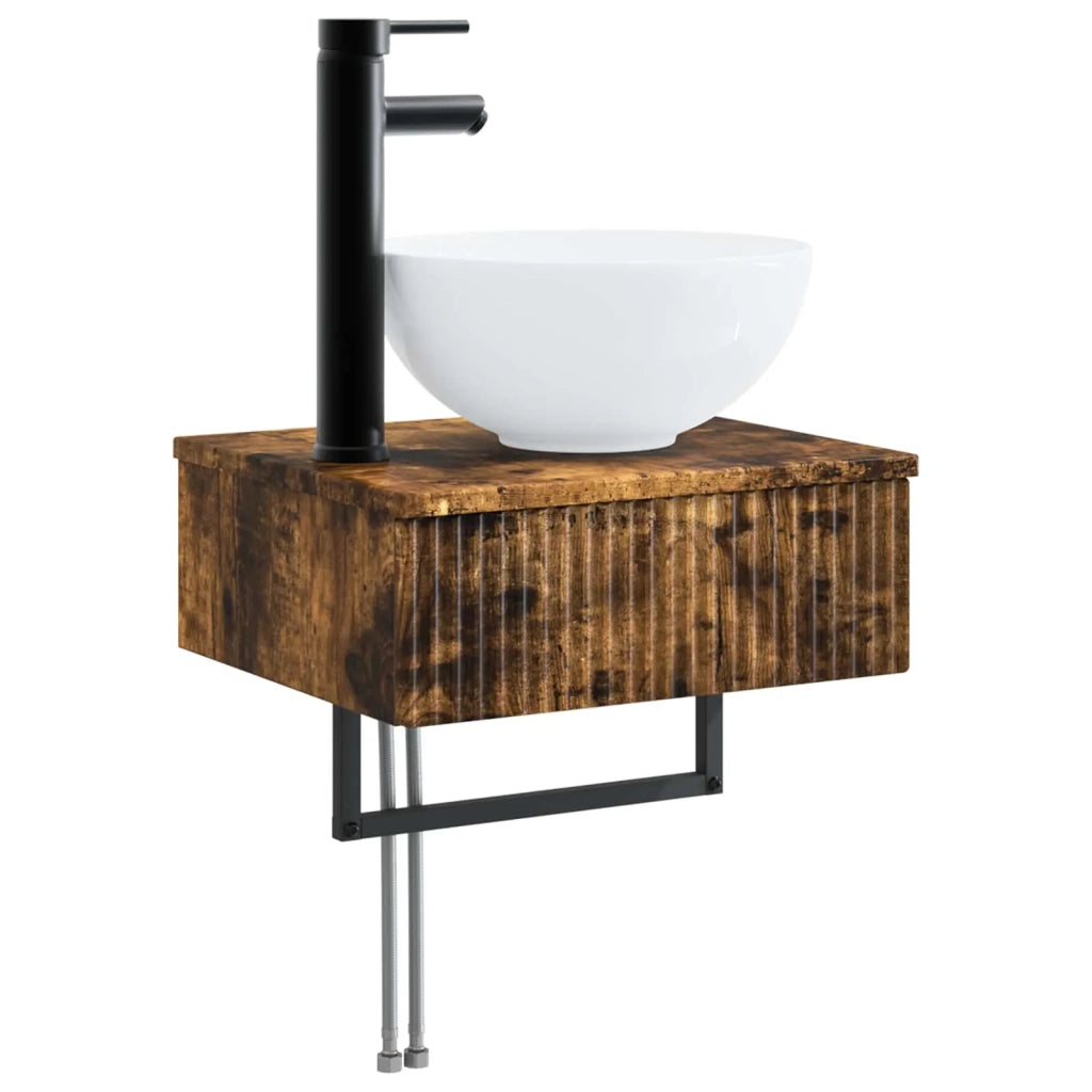 Set di mobili per il bagno 3 pz Rovere Fumo 3405592
