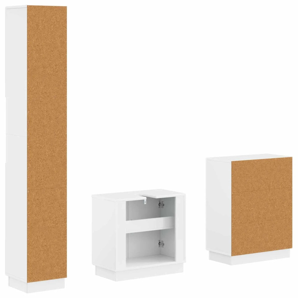Set di armadietti da bagno in 3 pezzi HOORN Bianco Lucido 3417472