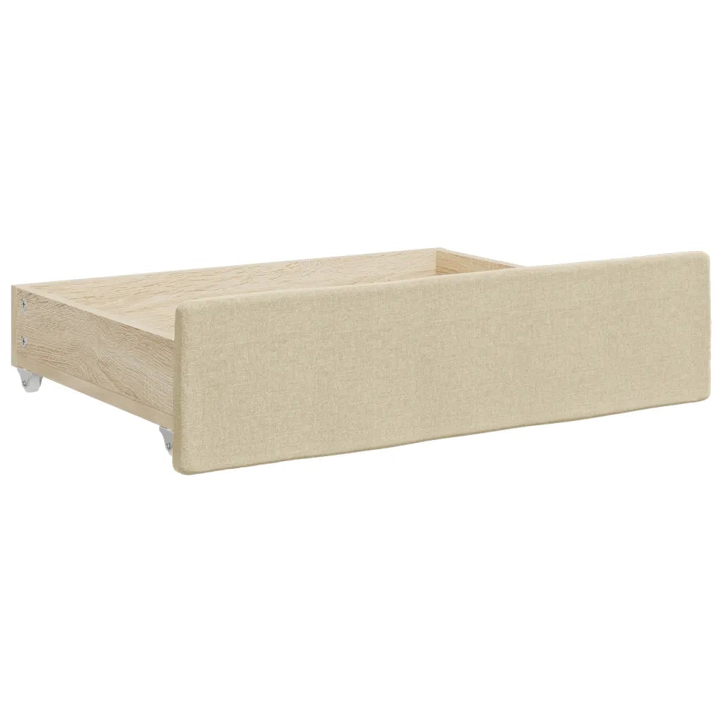 Divano letto | Sof¨¤ letto | Letto singolo Estraibile con Cassetti Crema 90x200 cm in Tessuto
