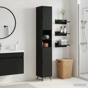 Armadio da Bagno con Ripiano Aperto BREDA Nero 30 x 31 x 190 cm 897476